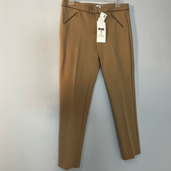 NWT Tyler Böe tan slacks fitted business casual neutral slacks ponte knit pants - Picture 3 of 9